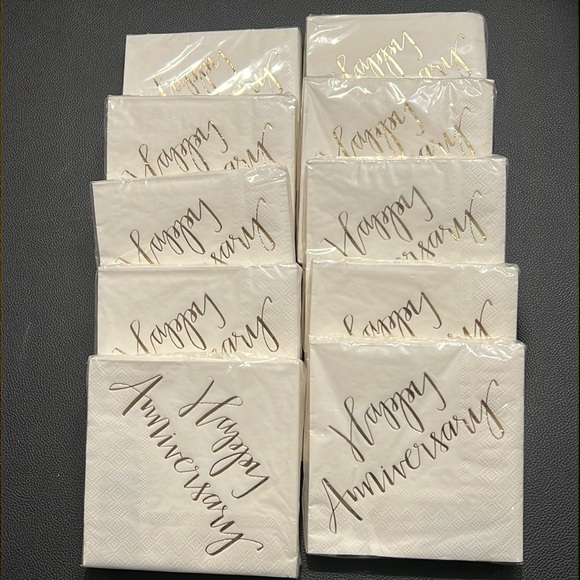 10 Packs “Happy Anniversary” Napkins - Picture 2 of 5